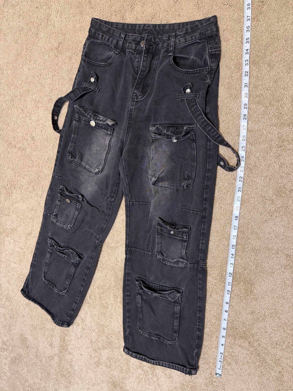 Kids' Black Utility Pocket Cargo Pants